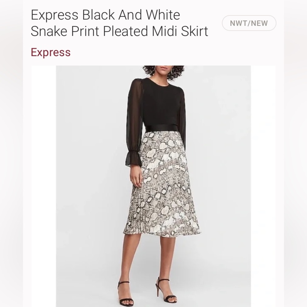Express Snake Print Pleated Skirt